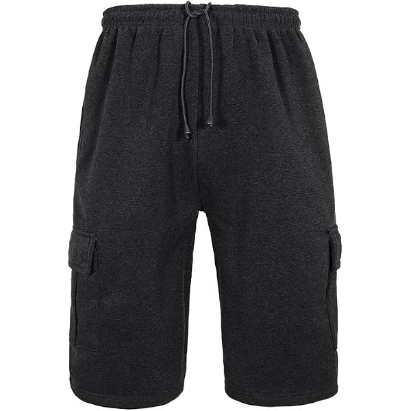 Mens Cargo Sweat Shorts (M up to 5XL) (M, 352-Black